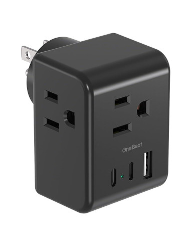 Extensor de Enchufe Múltiple One Beat 3 Salidas + 2 USB C Negro