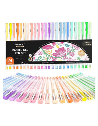 Bolígrafos de Gel Pastel Shuttle Art 24 Colores para Papel Negro