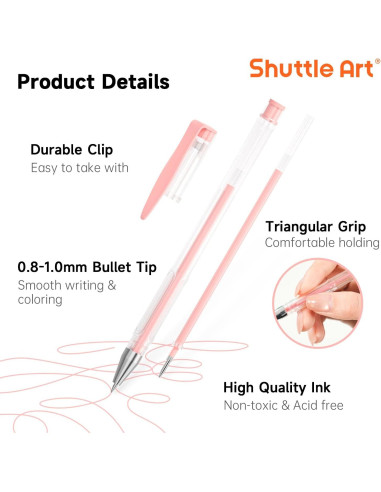 Bolígrafos de Gel Pastel Shuttle Art 24 Colores para Papel Negro