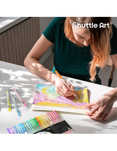 Bolígrafos de Gel Pastel Shuttle Art 24 Colores para Papel Negro