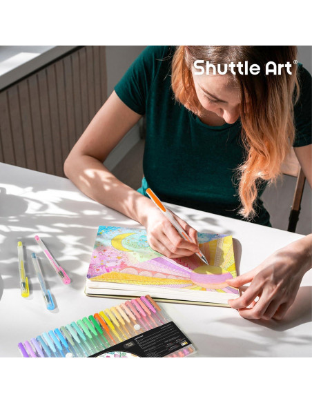 Bolígrafos de Gel Pastel Shuttle Art 24 Colores para Papel Negro