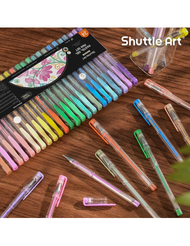 Bolígrafos de Gel Pastel Shuttle Art 24 Colores para Papel Negro