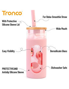 Vaso de Vidrio Borosilicato 768ml Tronco con Tapa de Bambú 2