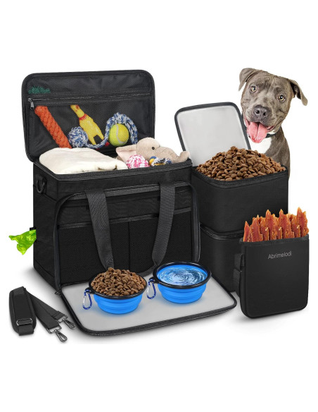 Bolsa de Viaje para Perros Abrimelodi con 2 Contenedores y Cuencos