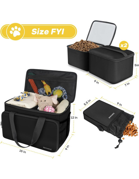 Bolsa de Viaje para Perros Abrimelodi con 2 Contenedores y Cuencos