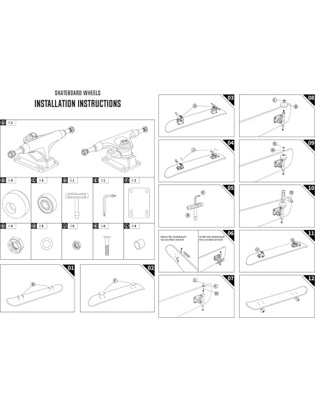Juego de Skateboard AXDT Ejes y Ruedas 52mm y 60mm