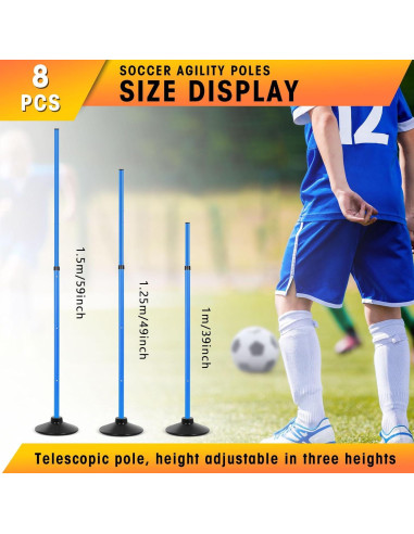 Postes de Agilidad Sonwyoung 8 Pcs PVC con Base de Goma