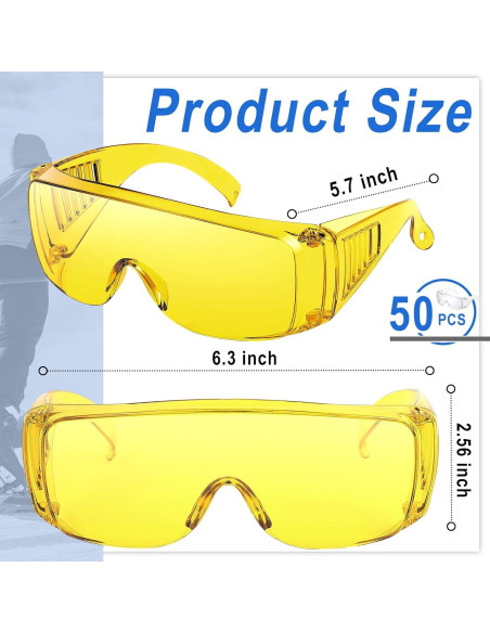 50 Pares Gafas de Seguridad Kanayu Amarillo Mostaza OTG