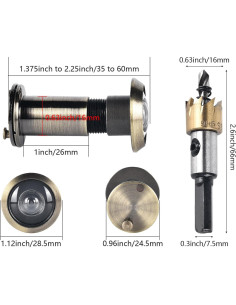 Mirador de Puerta Funnytek Bronce Cepillado 220 Anti Espionaje 2