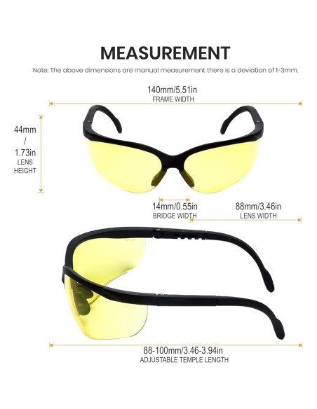 Gafas de Seguridad Ajustables LEDwholesalers 7821 UV Amarillas