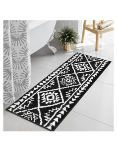 Alfombra de Baño Boho Negra Uphome 46x119 cm Antideslizante