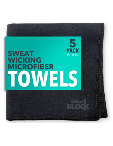 Pañuelos de Microfibra SweatBlock 25.4x25.4 cm 5 Pzs Negro