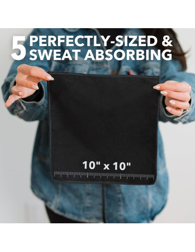 Pañuelos de Microfibra SweatBlock 25.4x25.4 cm 5 Pzs Negro