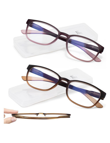 EASY READ Gafas de Lectura Ultra Delgadas 2 Paquete con Luz Azul