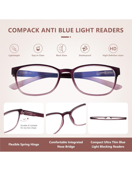 EASY READ Gafas de Lectura Ultra Delgadas 2 Paquete con Luz Azul EASY READ Gafas de Lectura Ultra Delgadas 2 Paquete con Luz Azul