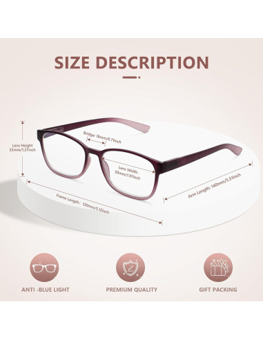 EASY READ Gafas de Lectura Ultra Delgadas 2 Paquete con Luz Azul