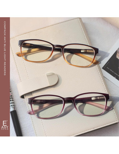 EASY READ Gafas de Lectura Ultra Delgadas 2 Paquete con Luz Azul