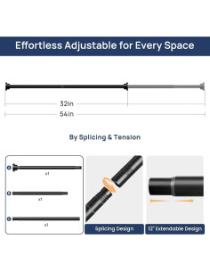 Varilla de Cortina de Tensión Ajustable ENJOYBASICS 81-137 cm Negro 2