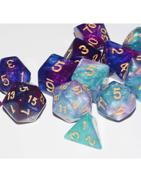 Dados DND 2 Sets 14 Piezas Brillantes Espaciales Dados DND 2 Sets 14 Piezas Brillantes Espaciales