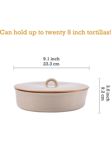 Calentador de Tortillas de Cerámica Bico Beige 23 cm con Tapa