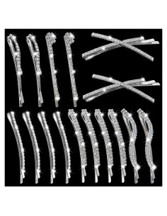 Conjunto de 16 Pinzas para el Cabello REDANHA Plateadas con Rhinestones