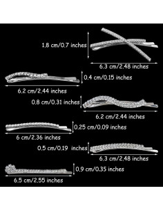 Conjunto de 16 Pinzas para el Cabello REDANHA Plateadas con Rhinestones 2