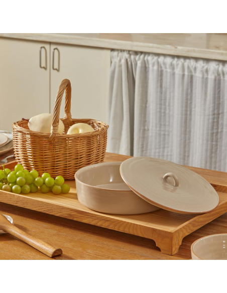 Calentador de Tortillas de Cerámica Bico Beige 23 cm con Tapa