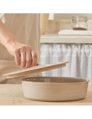 Calentador de Tortillas de Cerámica Bico Beige 23 cm con Tapa