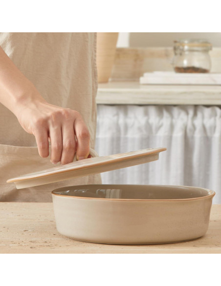 Calentador de Tortillas de Cerámica Bico Beige 23 cm con Tapa