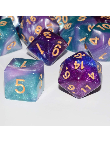 Dados DND 2 Sets 14 Piezas Brillantes Espaciales Dados DND 2 Sets 14 Piezas Brillantes Espaciales