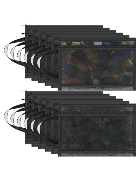 12 Bolsas de Cremallera de Malla Kolldenn 35x25cm Negro