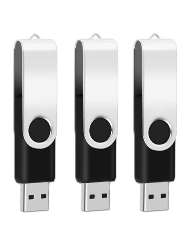 3 Unidades USB 2.0 1GB EASTBULL Flash Drive Metal Negro