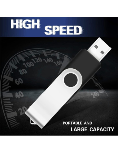 3 Unidades USB 2.0 1GB EASTBULL Flash Drive Metal Negro