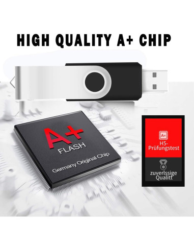 3 Unidades USB 2.0 1GB EASTBULL Flash Drive Metal Negro