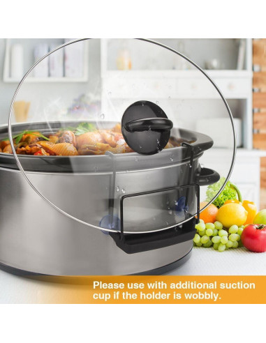 Soporte para Tapa de Olla de Cocción Lenta SOPHICO - Acero Inoxidable y Silicona, 2 Paquete