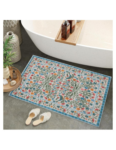 Alfombra de Baño Antideslizante Urtlmaji Beige Floral 45.7x66 cm