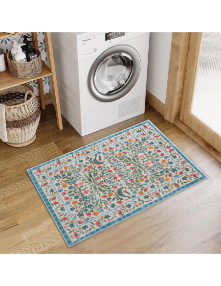 Alfombra de Baño Antideslizante Urtlmaji Beige Floral 45.7x66 cm