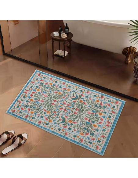 Alfombra de Baño Antideslizante Urtlmaji Beige Floral 45.7x66 cm