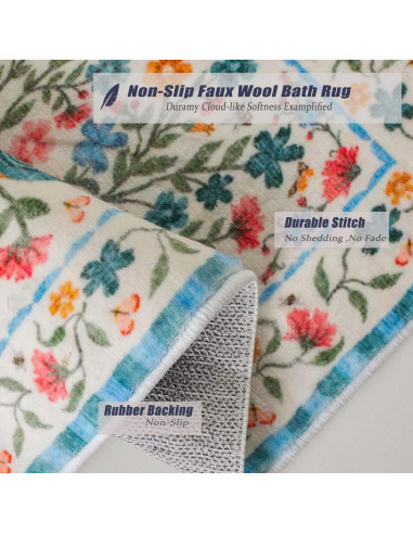 Alfombra de Baño Antideslizante Urtlmaji Beige Floral 45.7x66 cm