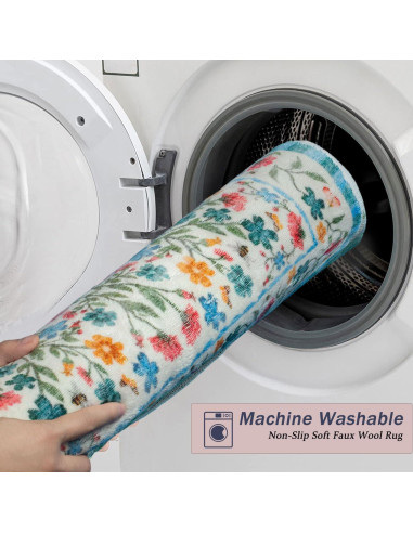 Alfombra de Baño Antideslizante Urtlmaji Beige Floral 45.7x66 cm