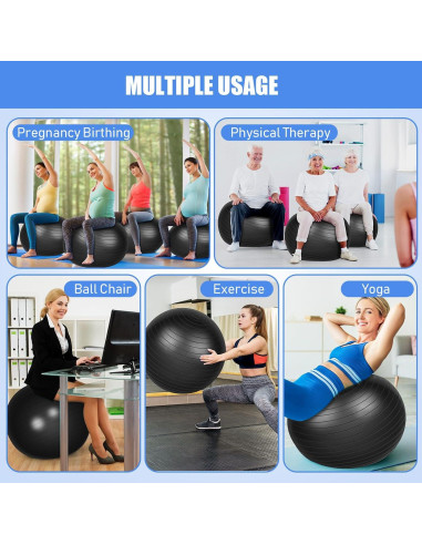 Bolas de Yoga Leyndo 65 cm Antirrotura con Bomba - 2 Pcs