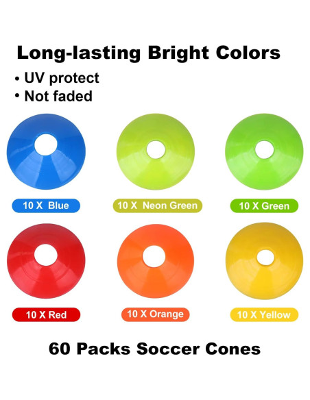 60 Conos de Fútbol DUNCHATY con Bolsa de Transporte