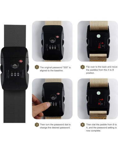 Correas de Equipaje Veki con Candado TSA - Negro