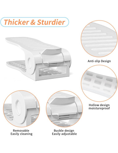 Organizador de Zapatos YIHATA 16 Piezas Ajustable Blanco