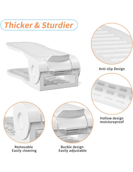 Organizador de Zapatos YIHATA 16 Piezas Ajustable Blanco Organizador de Zapatos YIHATA 16 Piezas Ajustable Blanco