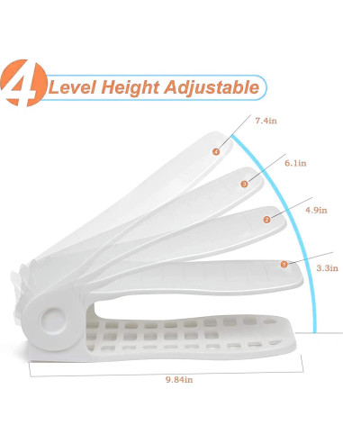 Organizador de Zapatos YIHATA 16 Piezas Ajustable Blanco