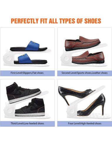 Organizador de Zapatos YIHATA 16 Piezas Ajustable Blanco