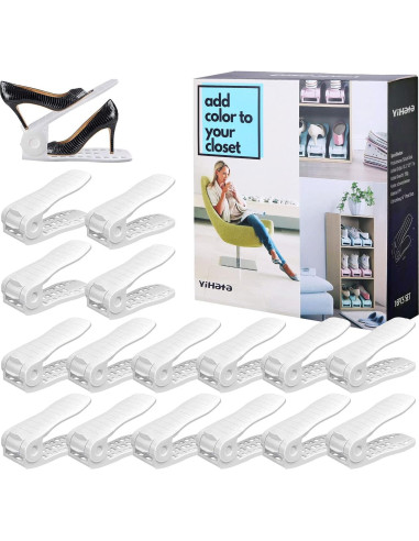 Organizador de Zapatos YIHATA 16 Piezas Ajustable Blanco