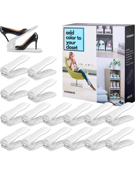 Organizador de Zapatos YIHATA 16 Piezas Ajustable Blanco Organizador de Zapatos YIHATA 16 Piezas Ajustable Blanco