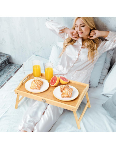 Bandeja de Cama Plegable Ollieroo de Bambú 50x30cm